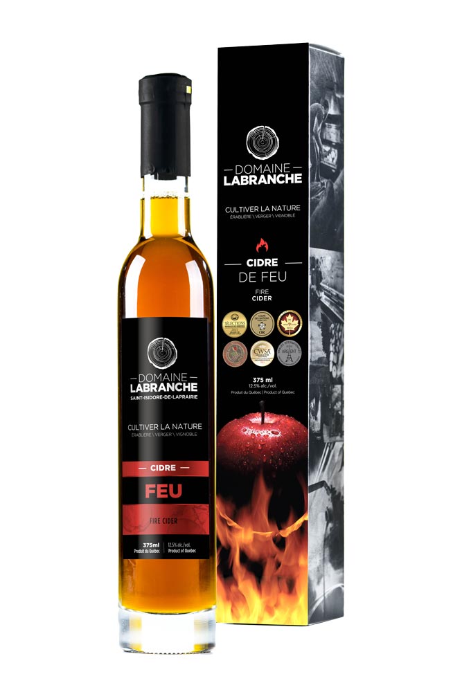 Bouteille de cidre de feu Domaine Labranche et son coffret